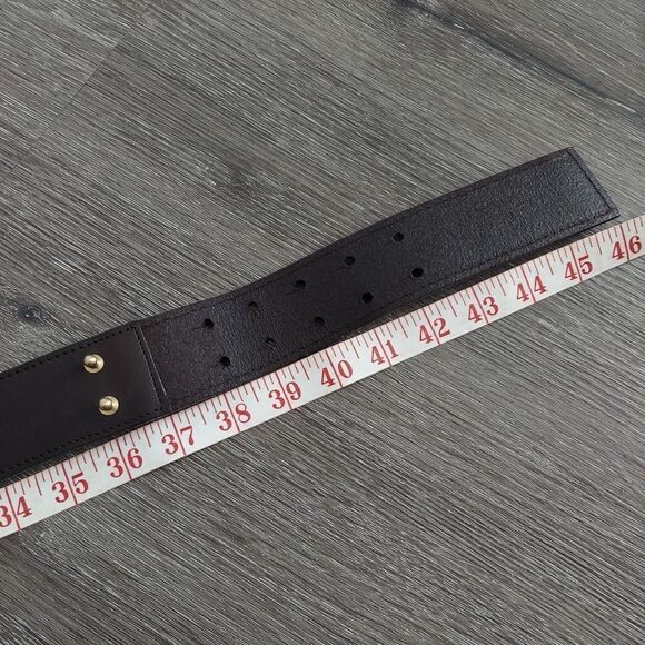 Brown Leather Belt With Attached Mini Waist Bag 46" Length - Picture 5 of 6